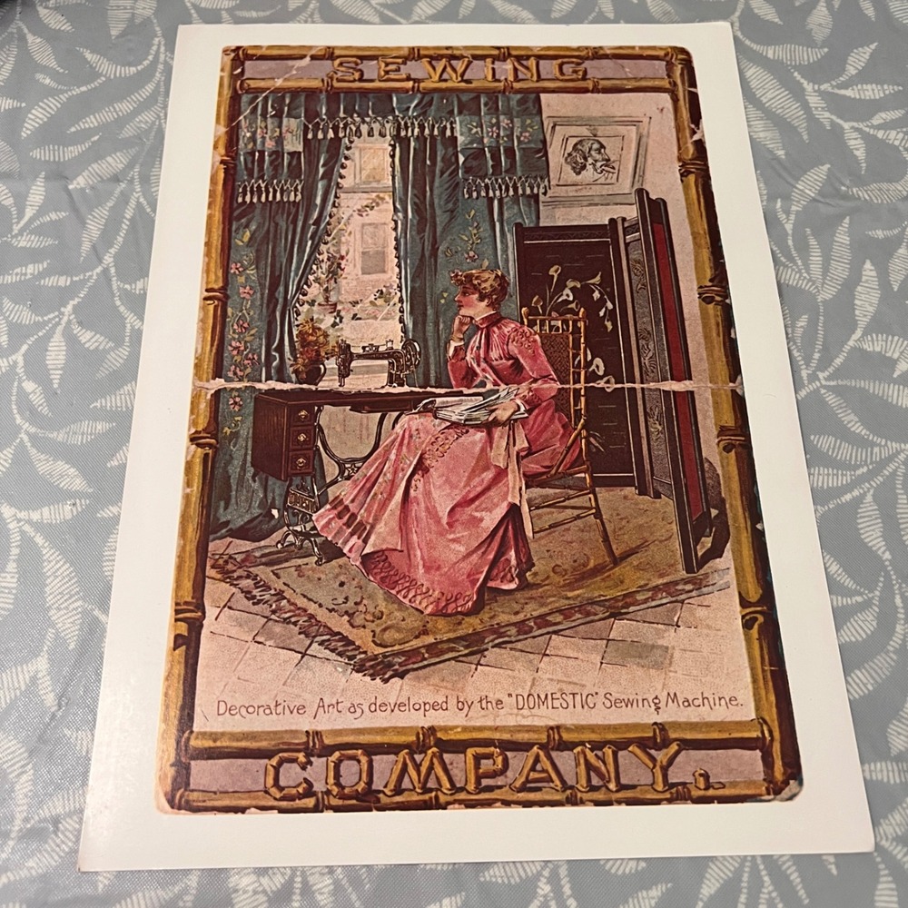 Vintage Domestic Sewing Machine Company Advertising Print Victorian Decor Art